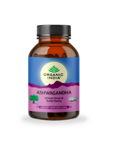 ORGANIC INDIA Ashwagandha 180 Capsules - Relieves Stress & Builds Vitality